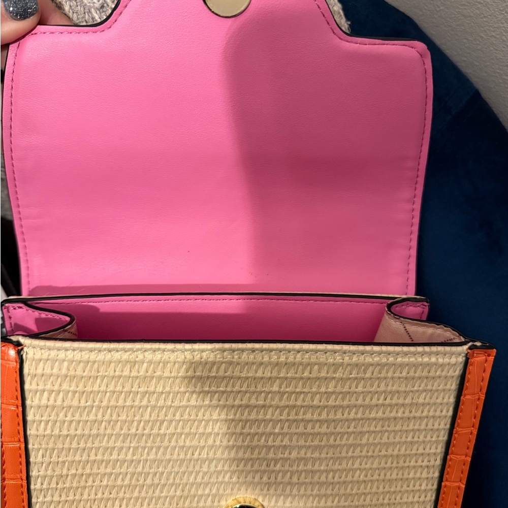 Aldo Colorblock Woven Straw Bag w/ Chain - Picture 8 of 10